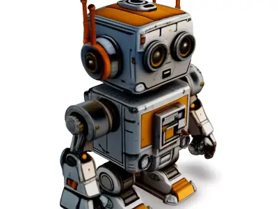 Cute Vintage Robot Game Ready Low-poly 3D model