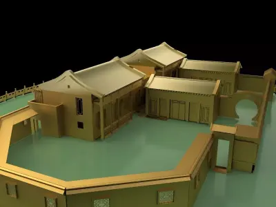 Chinese courtyard house 3D model 2
