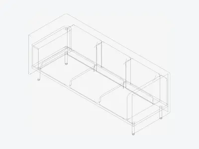 Sofa - Contemporary - Flame - Medium - Armrest Shelf Low-poly 3D model buy