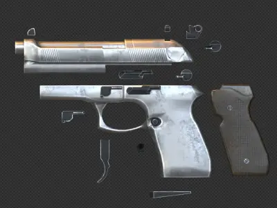 Pistol silver gun Free 3D model