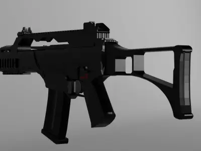 G36C and ammo with accessories Low-poly 3D model