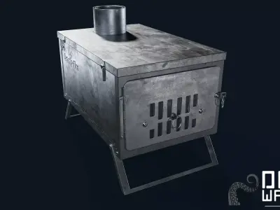 Tent Stove - PBR Game Ready Low-poly 3D model