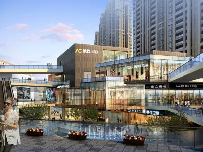 3Dmax fashion city commercial square building 107 3D model