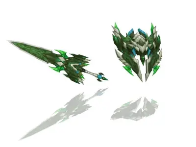 Demon Lord Sword and Shield Low-poly 3D model