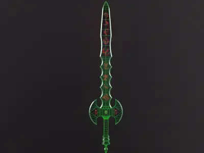 Fantasy sword Game ready PBR Free low-poly 3D model Free low-poly 3D model