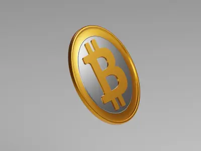 Bitcoin coin Low-poly 3D model