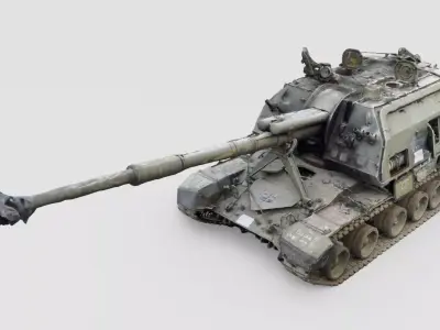 Destroyed 2S19 Msta 152 mm self-propelled howitzer M1990 3D model buy