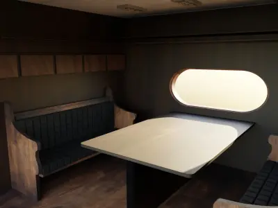 Old Train Interior Low-poly 3D model