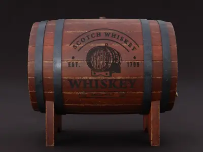 Wooden barrel 3D model 2