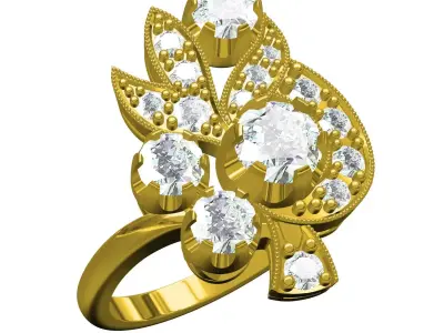 Antique Floral Design Art Deco Engagement Ring 3D print model purchase