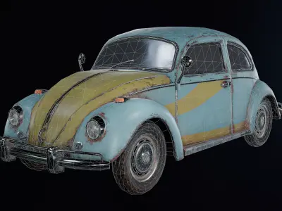Game-ready Volkswagen Beetle - 1967 Low-poly 3D model