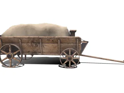 Old Wagon Low Poly PBR Low-poly 3D model