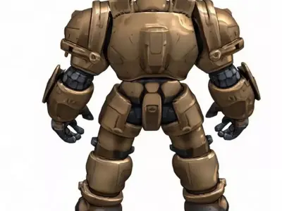 Heavy Bronze Mech Robot Exosuit Low-poly 3D model