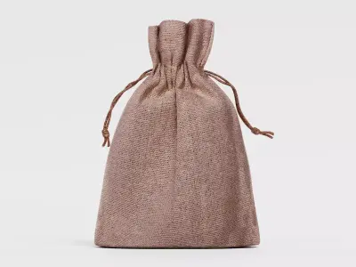 Jute Bag V2 - Filled Burlap Drawstring Pouch 3D model