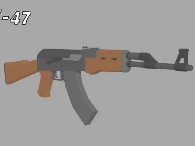 5 AK Rifles Low-Poly Pack Low-poly 3D model