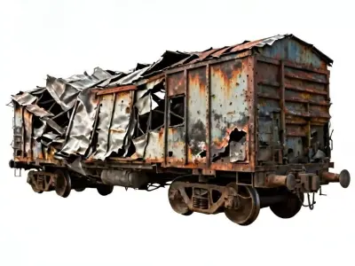 Realistic Destroyed Freight Car 3d model Low-poly 3D model