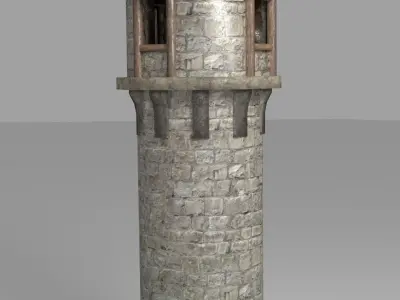 Medieval Tower Wall Low-poly 3D model