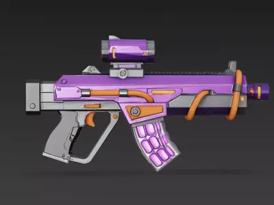 Cartoon Cyber Purple SMG 3D Model PBR Low-poly 3D model