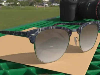 Clubmaster Shape Grey Lens Sunglasses 3D model