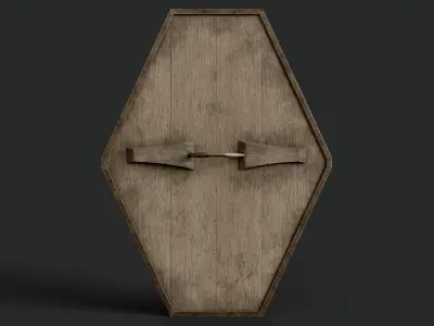 Slavic diamond-shaped shield painted green with Thor symbol Low-poly 3D model