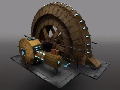 Stylized steampunk generator Low-poly 3D model