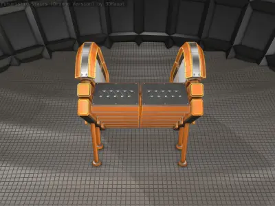 Sci-Fi Stairs - 32- Orange Version Low-poly 3D model