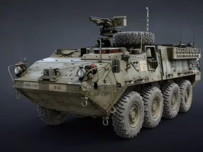 M1126 Stryker APC Game Ready Set Low-poly 3D model