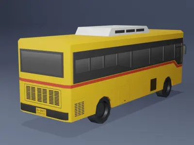 Yellow Thai bus Low poly v07 Low-poly 3D model