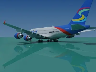 Textured Airbus A380 Spirit 3D model