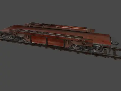Train old rusty on tracks Low-poly 3D model