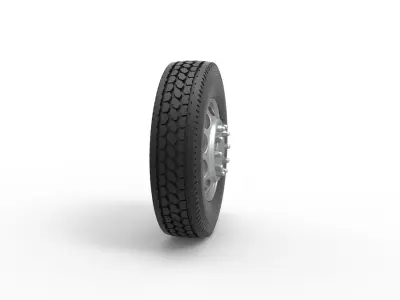 Front custom wheel of semi truck Version 20 Scale 1 to 25 3D print model