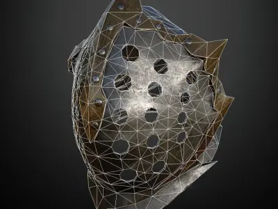 HELMET15 Game Ready metal helmet with holes 3D model