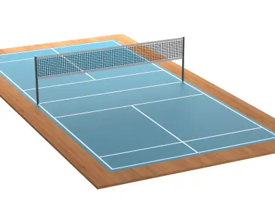 Blue Court 3D Model Game Ready PBR Blender Low-poly 3D model