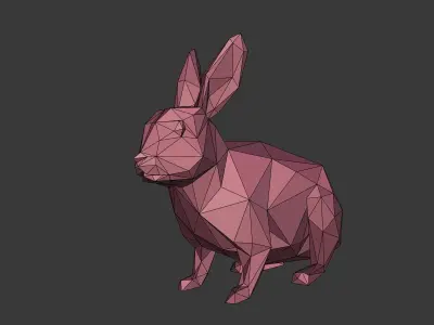 Low Poly Cartoon Rabbit Low-poly 3D model