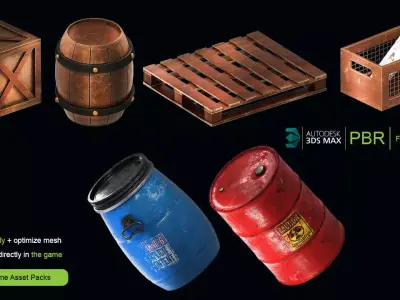 Stylized Industrial Props Pack Low-poly 3D model