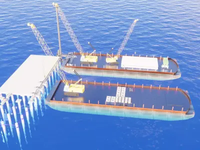 construction of bridge piers-roads on rivers and sea 3D print model