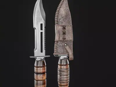 Combat knife with Cover Low-poly 3D model