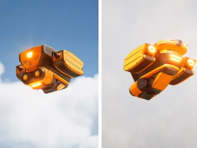 Sci Fi Combat Recon Drone Low-poly 3D model