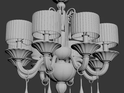 Grimani - Gold Black Murano Glass Chandelier 3D model