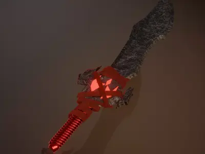 Crimson Core blade -   low-poly  game ready asset Fantasy Sword Low-poly 3D model