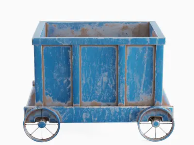 Old Mining Trolley 04 Low-poly 3D model