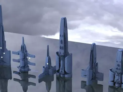 7 Sci-fi Tower designs 3D 3D model
