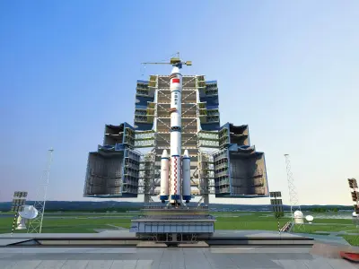 Rocket launch pad - Rocket launch site Low-poly 3D model