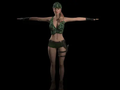 Military Girl Low-poly 3D model purchase