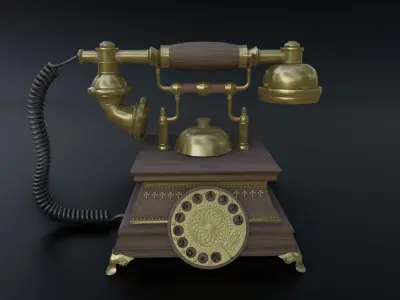 Vintage Rotary Old Phone Low-poly 3D model
