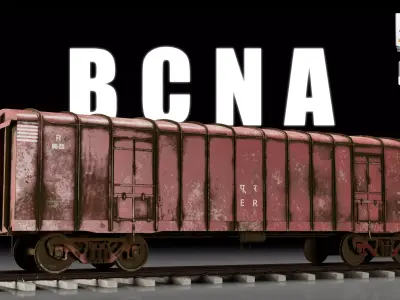 Indian Railways BCNA Covered Freight Wagon Low-poly 3D model