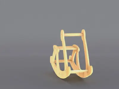 kiddy moon wooden Rocker  Low-poly 3D model