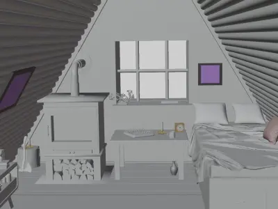 Cozy Bedroom interior scene 3D model 3D model purchase
