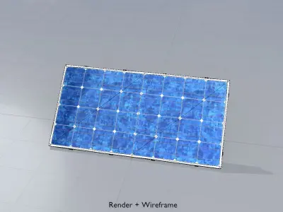 Solar module version 3 2x4m tilt angle 40 degrees without stand Low-poly 3D model