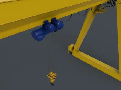 PBR Single Girder Gantry Crane V1 - YELLOW LIGHT Low-poly 3D model